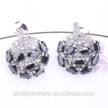 Nueva negro cz diamante cobre rodiado pendientes del pendiente